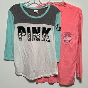Pink Victoria’s Secret Casual Pink Green 2 long sleeve relaxed fit pullover tops